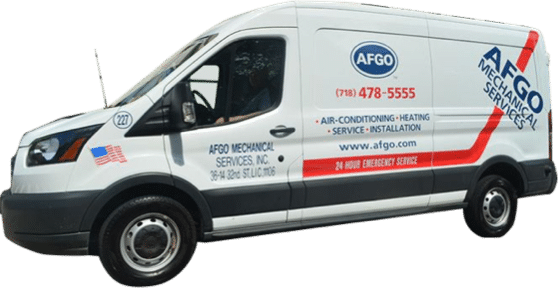 White AFGO Ford transit van.